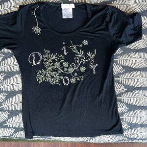 Vintage Dior tee with embellishments and floral designs. Size 44/12 US.